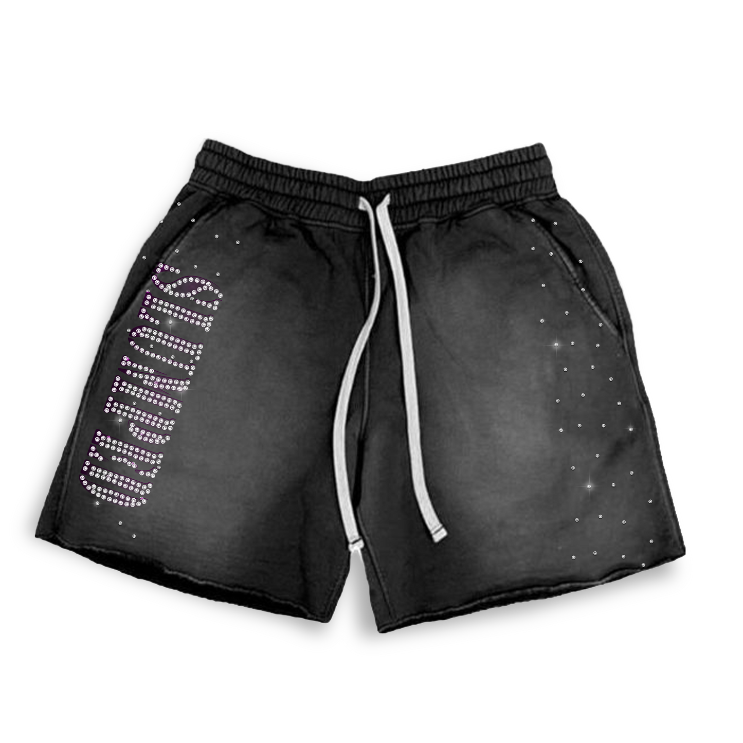 BLACK RHINESTONE SHORTS