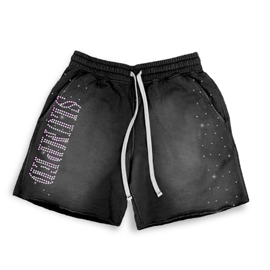 BLACK RHINESTONE SHORTS